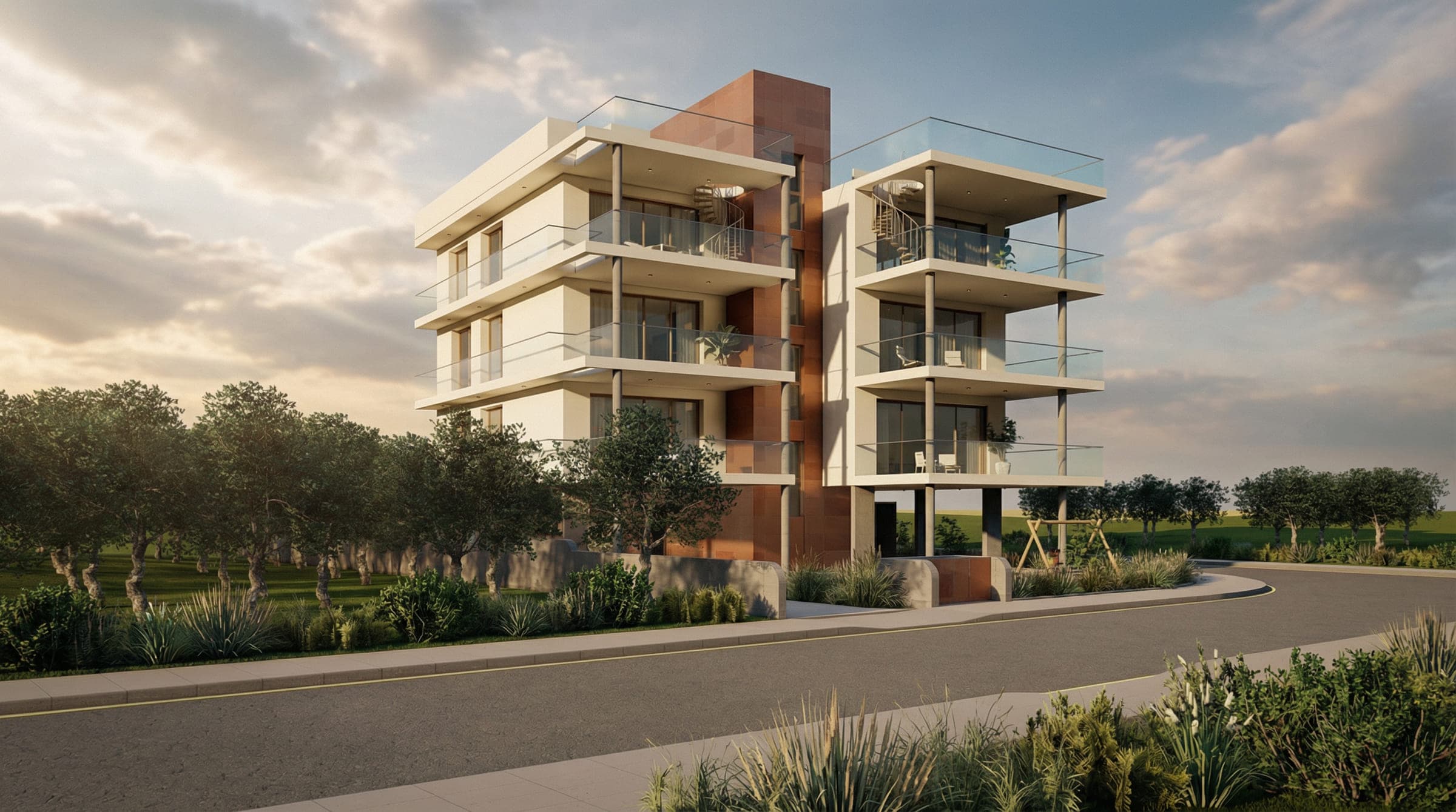 Exterior rendering of the Ypsonas apartment building (2/5)