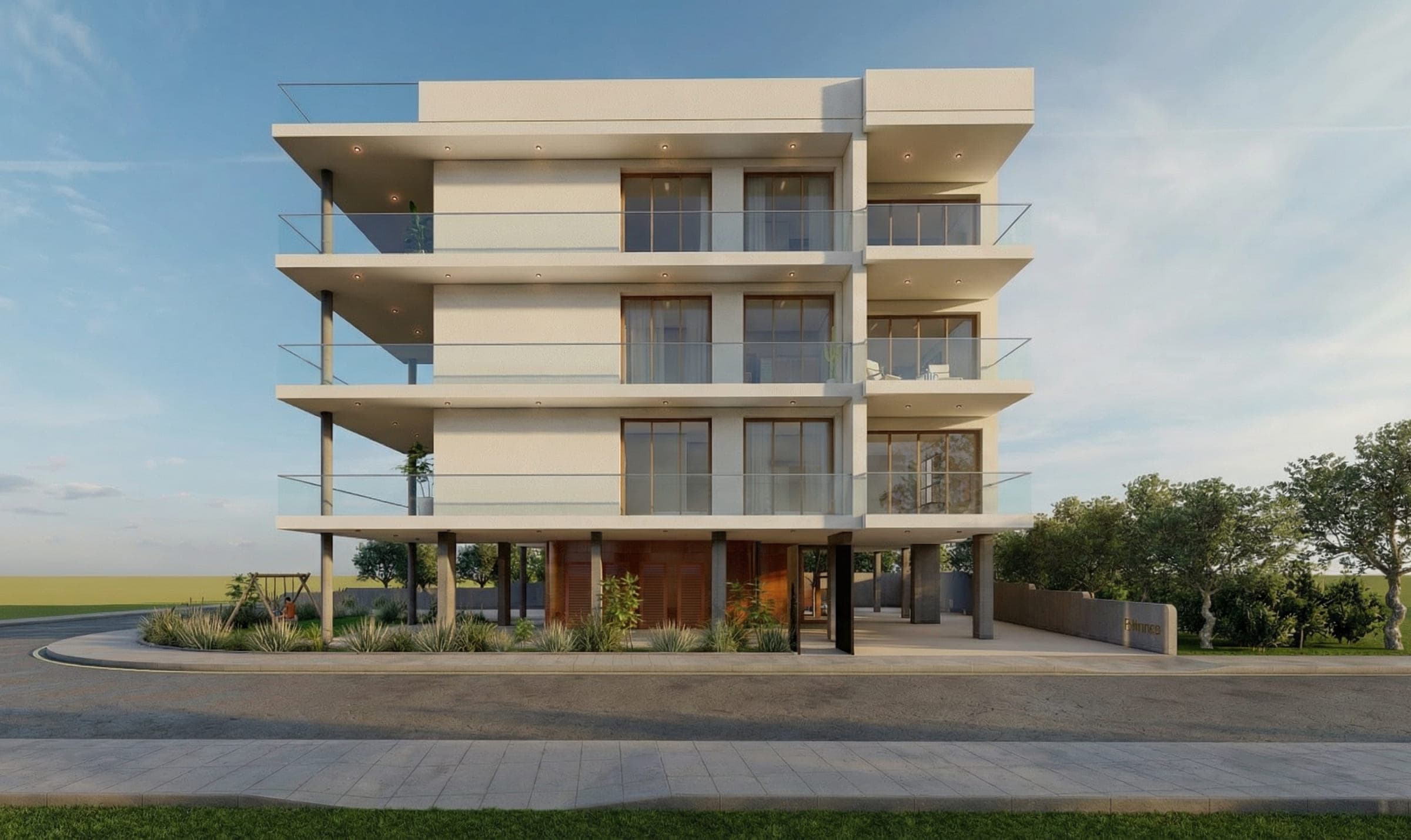 Exterior rendering of the Ypsonas apartment building (5/5)